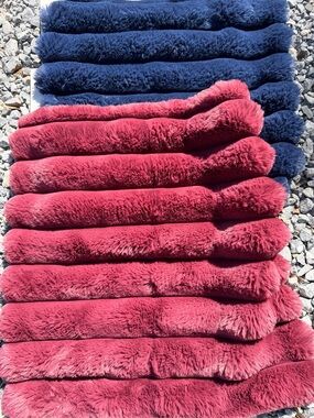 Tipped Faux Fur cushion Cover Set - Navy & Berry 20x20 and 22x22